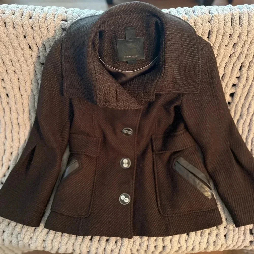 Mackage Wool and Leather Coat Size Large